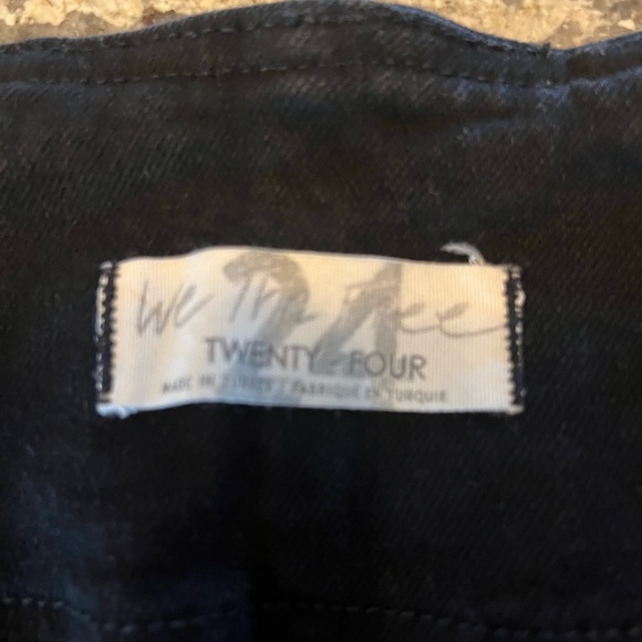 We The Free People Virgo Black Denim Zip Front Mini Skirt 24 - Picture 3 of 7